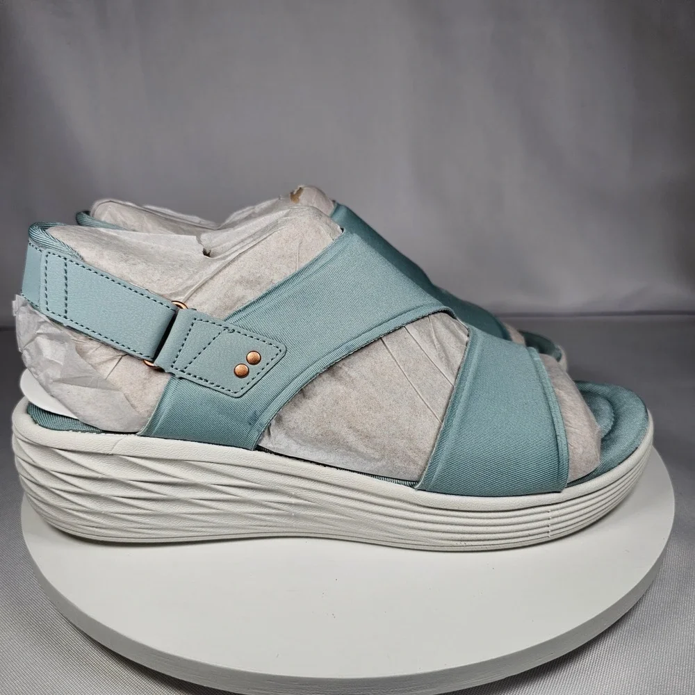 Ryka Nicolette Stretch Neoprene Wedge‎ Sandals Comfort Platform Grey Mist 9.5M